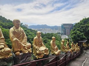 Skyline sulla città di Hong Kong dal Monastero dei 10.000 Buddha